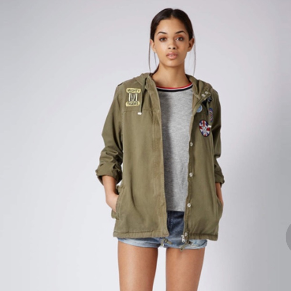 Topshop Badged Lightweight Parka